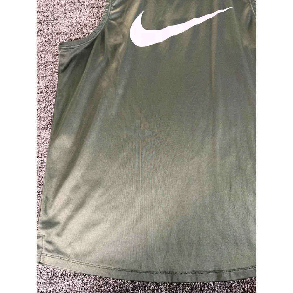 Nike Running Dri-Fit Tank Top Womens Medium Olive Green Swoosh Logo Racerback